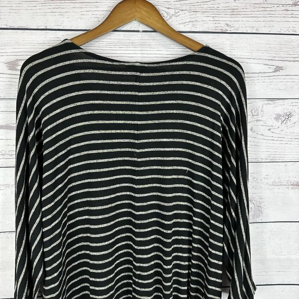 J Jill Shirt Womens XL Black Gray Wearever Stretch Slinky Tunic Casual‎